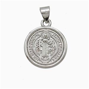 Saint Jude Charms Copper Pendant Platinum Plated, approx 15mm [FD20979]