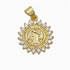 Saint Jude Charms Copper Pendant Pave Zirconia Gold Plated, approx 16mm [FD20982]