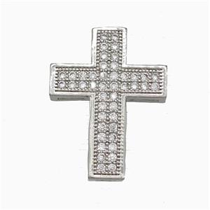 Copper Cross Pendant Pave Zirconia Platinum Plated, approx 17-23mm [FD20983]