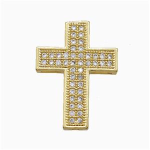 Copper Cross Pendant Pave Zirconia Gold Plated, approx 17-23mm [FD20984]