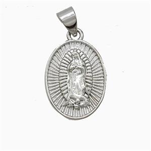 Virgin Mary Charms Copper Pendant Platinum Plated, approx 12-16mm [FD20985]