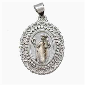 Saint Jude Charms Copper Pendant Platinum Plated, approx 16-20mm [FD20991]