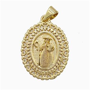 Saint Jude Charms Copper Pendant Gold Plated, approx 16-20mm [FD20992]