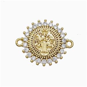 Jesus Charms Copper Connector Pave Zirconia 18K Gold Plated, approx 17mm [FD20993]