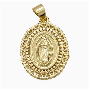 Virgin Mary Charms Copper Pendant 18K Gold Plated, approx 17-20mm [FD20997]