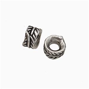 Copper Leaf Beads Antique Silver, approx 7mm [FD21001]