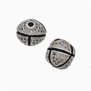 Copper Bicone Beads Pave Zirconia Black Enamel Platinum Plated, approx 11mm [FD21009]