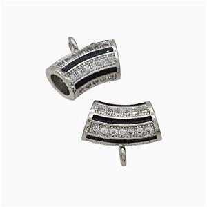 Copper Hanger Bail Pave Zirconia Black Enamel Platinum Plated, approx 7-13mm, 4mm hole [FD21012]