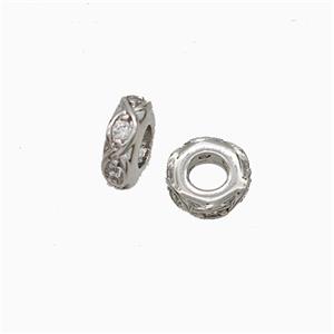 Copper Heishi Beads Pave Zirconia Platinum Plated, approx 6mm [FD21017]