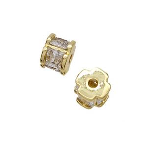 Copper Tube Beads Pave Zirconia Gold Plated, approx 6mm [FD21020]