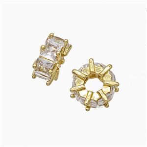 Copper Heishi Beads Pave Zirconia Gold Plated, approx 8.5mm [FD21024]