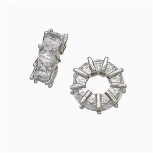 Copper Heishi Beads Pave Zirconia Platinum Plated, approx 11mm [FD21025]