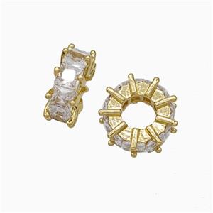 Copper Heishi Beads Pave Zirconia Gold Plated, approx 11mm [FD21026]