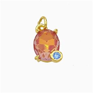 Orange Crystal Glass Oval Pendant Copper Gold Plated, approx 8-10mm [FD21029]