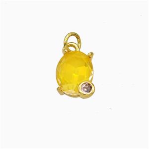 Yellow Crystal Glass Oval Pendant Copper Gold Plated, approx 8-10mm [FD21030]
