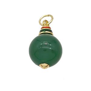 Green Dye Jade Beads Round Copper Gold Plated, approx 10-15mm [FD21045]