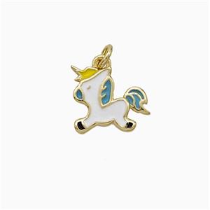 Copper Heavenly Horse Pendant White Enamel Gold Plated, approx 11mm [FD21048]