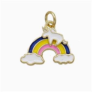 Copper Rainbow Pendant Multicolor Enamel Gold Plated, approx 11-16mm [FD21053]