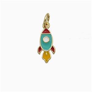 Copper Rocket Charms Pendant Multicolor Enamel Gold Plated, approx 6-12mm [FD21055]