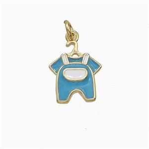 Childrens Clothes Charms Copper Pendant Blue Enamel Gold Plated, approx 10-12mm [FD21057]