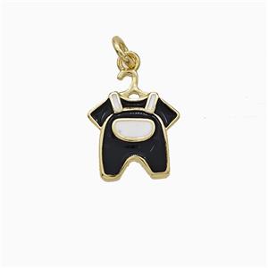 Childrens Clothes Charms Copper Pendant Black Enamel Gold Plated, approx 10-12mm [FD21058]