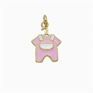 Childrens Clothes Charms Copper Pendant Pink Enamel Gold Plated, approx 10-12mm [FD21059]