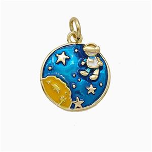 Copper Earth Pendant Painted Gold Plated, approx 14mm [FD21060]