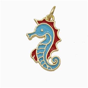 Copper Seahorse Pendant Enamel Gold Plated, approx 11-17mm [FD21062]