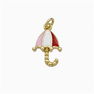 Copper Umbrella Pendant Multicolor Enamel Gold Plated, approx 10-12mm [FD21066]
