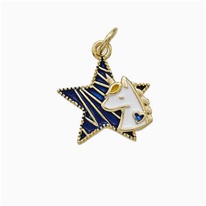 Copper Star And Unicorn Pendant Enamel Gold Plated, approx 14mm [FD21067]