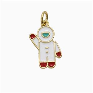 Astronaut Charms Copper Pendant White Enamel Gold Plated, approx 10-14mm [FD21070]