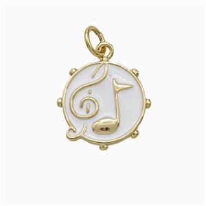 Musical Note Symbols Charms Copper Pendant White Enamel Gold Plated, approx 14mm [FD21074]