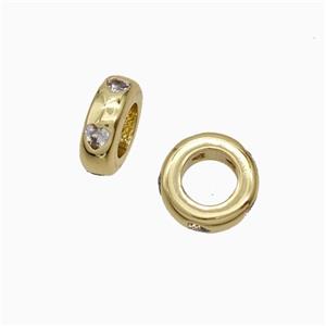 Copper Rondelle Beads Pave Zirconia Gold Plated, approx 8mm [FD21095]