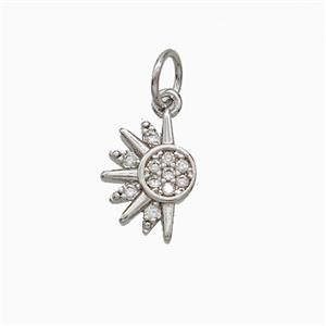 Copper Sun Pendant Pave Zirconia Platinum Plated, approx 8-10mm [FD21102]
