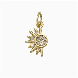 Copper Sun Pendant Pave Zirconia Gold Plated, approx 8-10mm [FD21103]