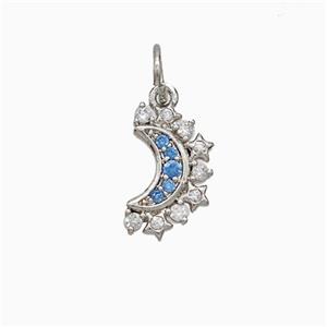 Copper Moon Pendant Pave Zirconia Platinum Plated, approx 7-11mm [FD21104]