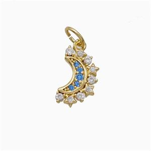 Copper Moon Pendant Pave Zirconia Gold Plated, approx 7-11mm [FD21105]