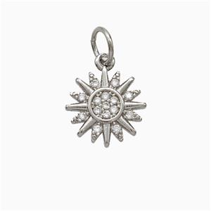 Copper Sun Pendant Pave Zirconia Platinum Plated, approx 10mm [FD21106]