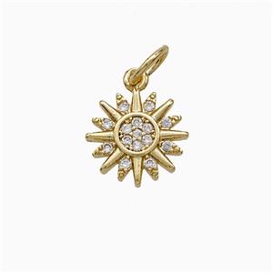 Copper Sun Pendant Pave Zirconia Gold Plated, approx 10mm [FD21107]