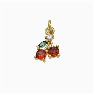 Copper Cherry Pendant Pave Zirconia Gold Plated, approx 8mm [FD21109]