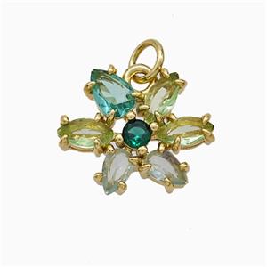 Copper Flower Pendant Pave Crystal Glass Gold Plated, approx 13-16mm [FD21114]