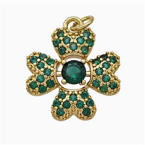 Copper Flower Pendant Pave Zirconia Gold Plated, approx 17-18mm [FD21115]