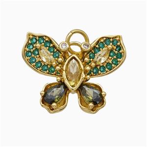 Copper Butterfly Pendant Pave Zirconia Gold Plated, approx 15-19mm [FD21116]