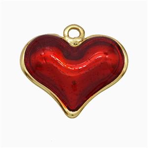 Copper Heart Pendant Red Painted Gold Plated, approx 16-20mm [FD21120]