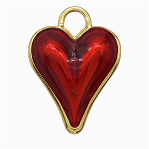 Copper Heart Pendant Red Painted Gold Plated, approx 20-22mm [FD21121]