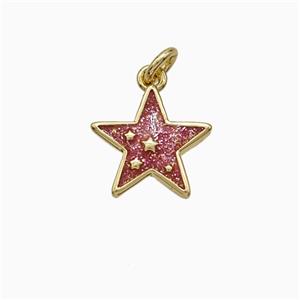 Enamel Star Pendant Pink Painted Gold Plated, approx 11mm [FD21126]