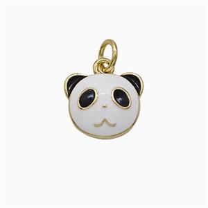 Copper Pandaheader Pendant Black White Enamel Gold Plated, approx 9-11.5mm [FD21127]