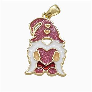 Christmas Santa Claus Charms Copper Pendant Enamel Gold Plated, approx 13-20mm [FD21149]