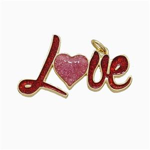 Copper Love Pendant Red Painted Gold Plated, approx 17-30mm [FD21156]