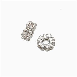 Copper Heishi Beads Pave Zirconia Platinum Plated, approx 6mm [FD21212]